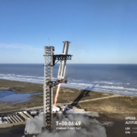 The Super Heavy booster successfully returned to its launch site. Image: SpaceX.